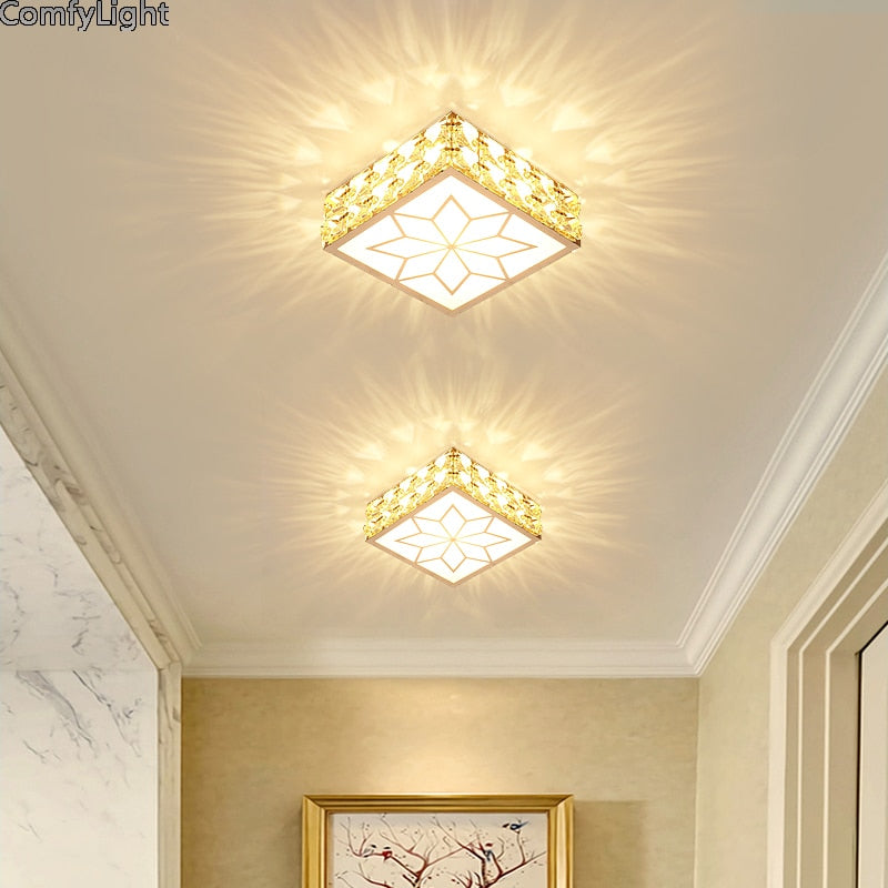 Gold Square crystal LED Downlight 5W Ceiling Lamp indoor Spot Down Light home living room kitchen bedroom hotel atelier Aisle