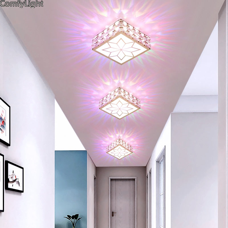 Gold Square crystal LED Downlight 5W Ceiling Lamp indoor Spot Down Light home living room kitchen bedroom hotel atelier Aisle