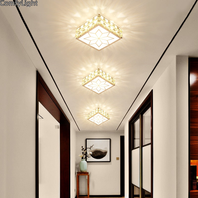 Gold Square crystal LED Downlight 5W Ceiling Lamp indoor Spot Down Light home living room kitchen bedroom hotel atelier Aisle