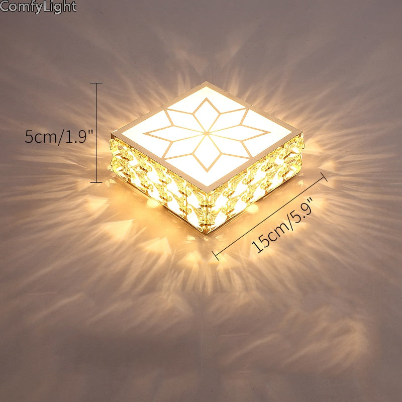 Gold Square crystal LED Downlight 5W Ceiling Lamp indoor Spot Down Light home living room kitchen bedroom hotel atelier Aisle