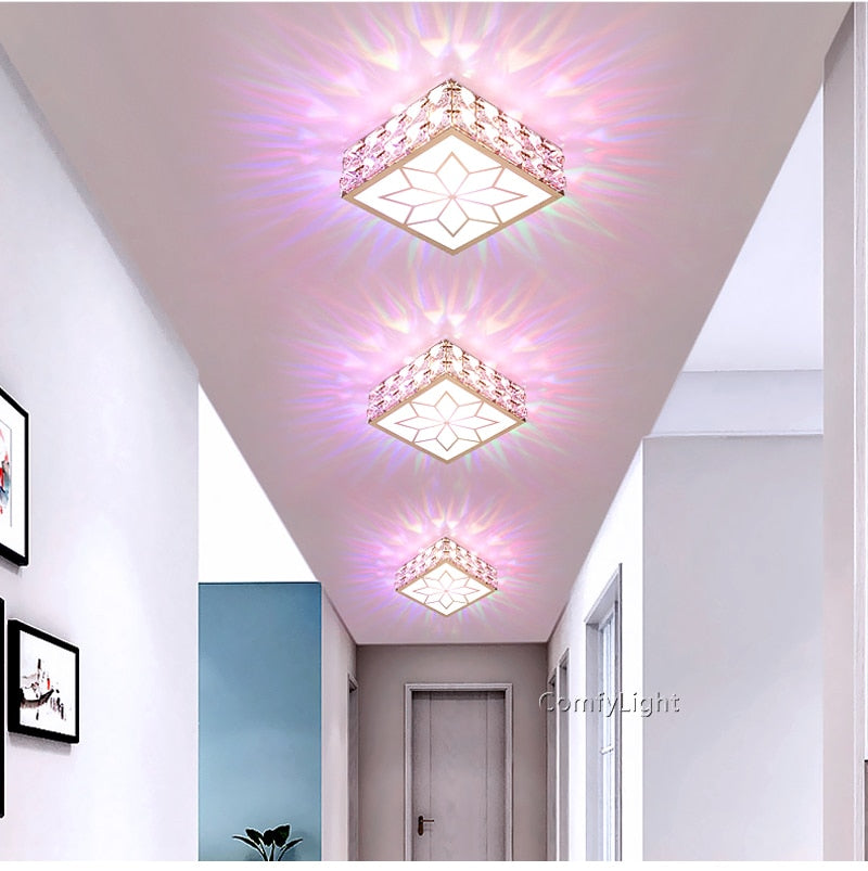 Gold Square crystal LED Downlight 5W Ceiling Lamp indoor Spot Down Light home living room kitchen bedroom hotel atelier Aisle