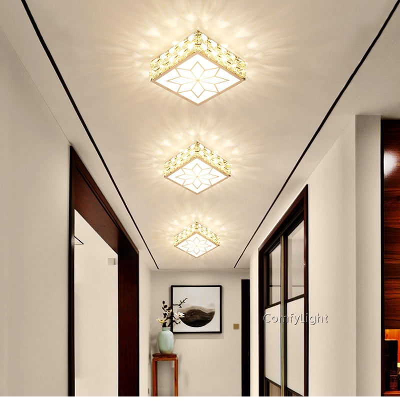 Gold Square crystal LED Downlight 5W Ceiling Lamp indoor Spot Down Light home living room kitchen bedroom hotel atelier Aisle