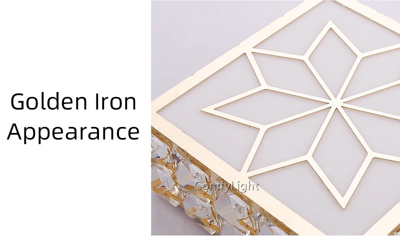 Gold Square crystal LED Downlight 5W Ceiling Lamp indoor Spot Down Light home living room kitchen bedroom hotel atelier Aisle