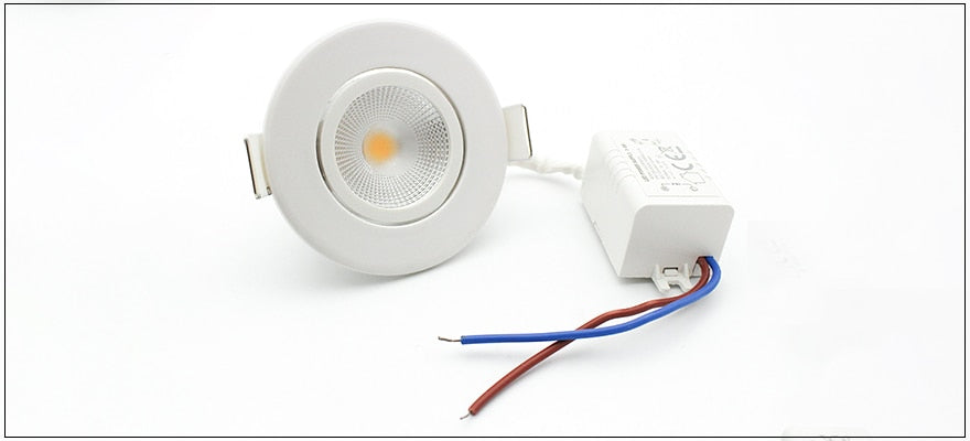 COB LED Downlight 3/5W 110-240V 270/450lm White Ceiling Spot Lamp Warm/Cold White 55mm 75mm Cut Hole No Flicker Driver