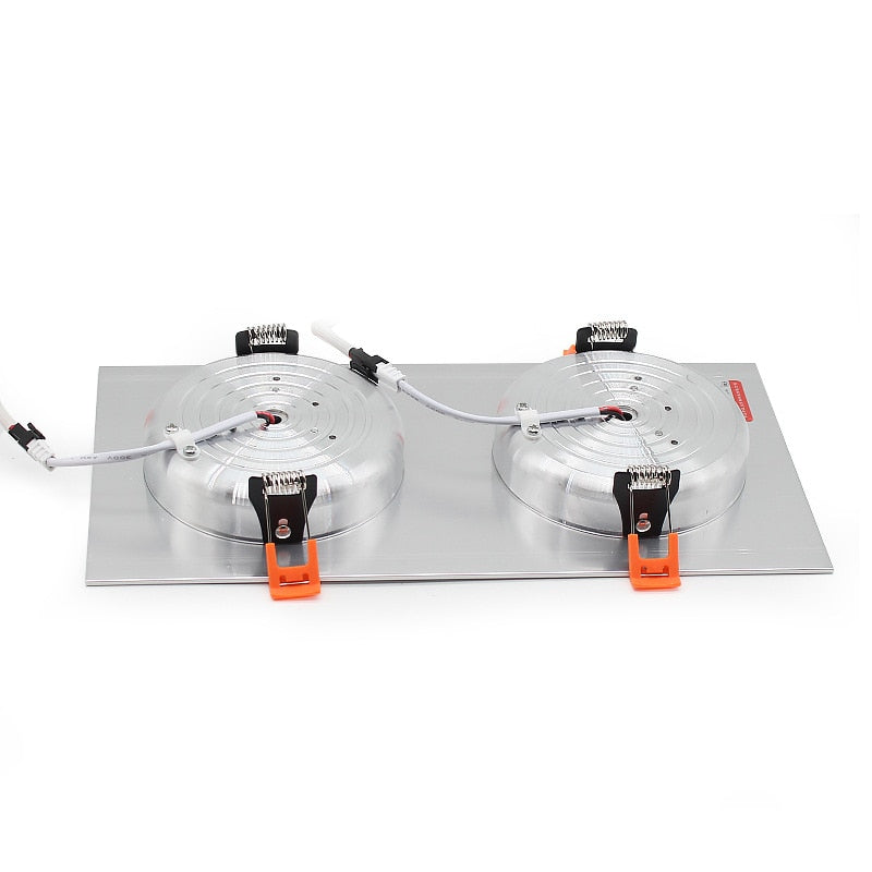 LED Downlight Ceiling Grille Lamp Rectangular Spotlight Recessed Ceiling Double Daring Lamp Aluminum Light  AC 220V