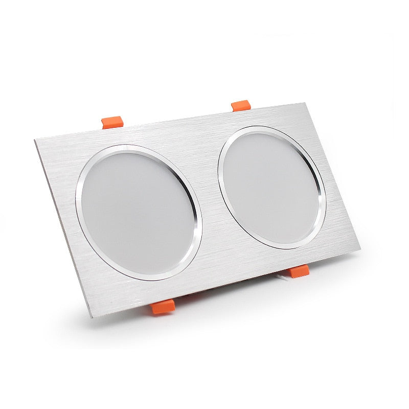 LED Downlight Ceiling Grille Lamp Rectangular Spotlight Recessed Ceiling Double Daring Lamp Aluminum Light  AC 220V