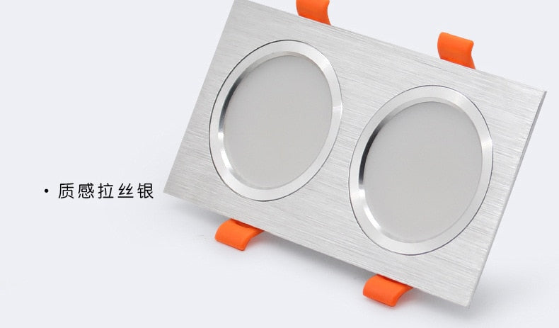 LED Downlight Ceiling Grille Lamp Rectangular Spotlight Recessed Ceiling Double Daring Lamp Aluminum Light  AC 220V