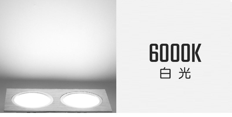 LED Downlight Ceiling Grille Lamp Rectangular Spotlight Recessed Ceiling Double Daring Lamp Aluminum Light  AC 220V