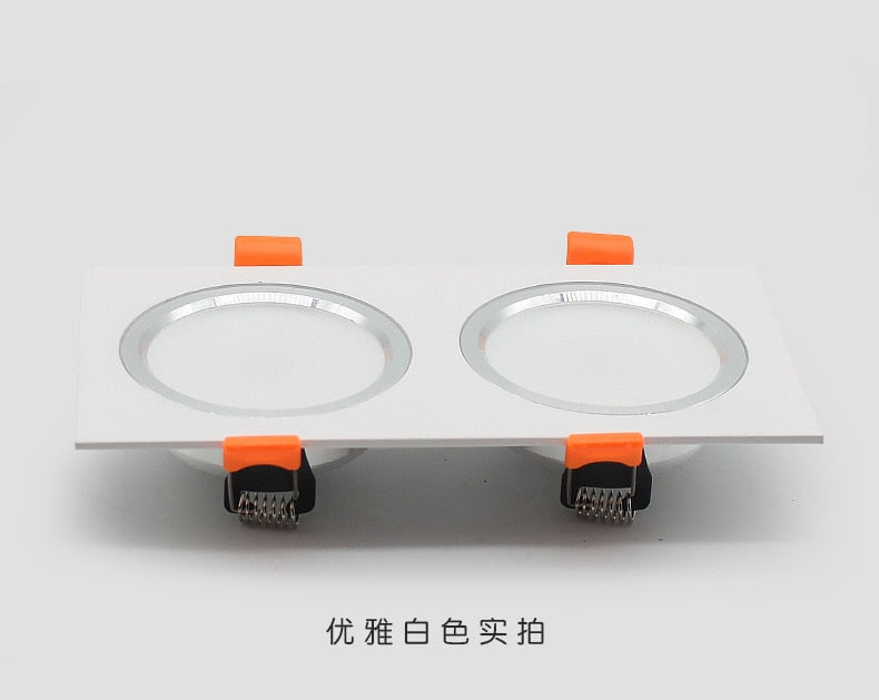 LED Downlight Ceiling Grille Lamp Rectangular Spotlight Recessed Ceiling Double Daring Lamp Aluminum Light  AC 220V