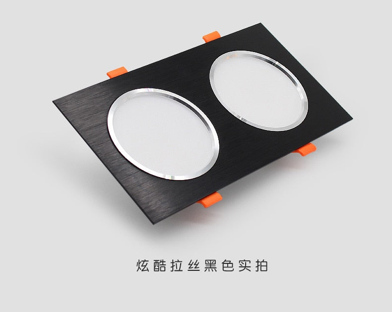 LED Downlight Ceiling Grille Lamp Rectangular Spotlight Recessed Ceiling Double Daring Lamp Aluminum Light  AC 220V