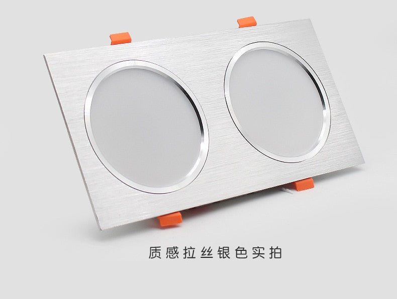 LED Downlight Ceiling Grille Lamp Rectangular Spotlight Recessed Ceiling Double Daring Lamp Aluminum Light  AC 220V
