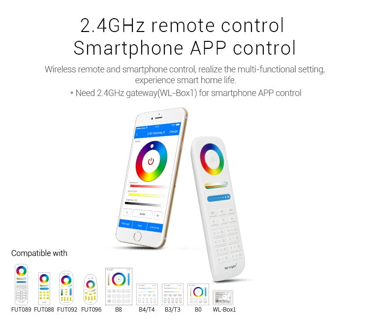 FUT064 2.4GHZ RF Remote/WIFI APP/Third Party Voice Control LED Lamp Miboxer AC100-240V 9W RGB+CCT Square LED Downlight AIuminum