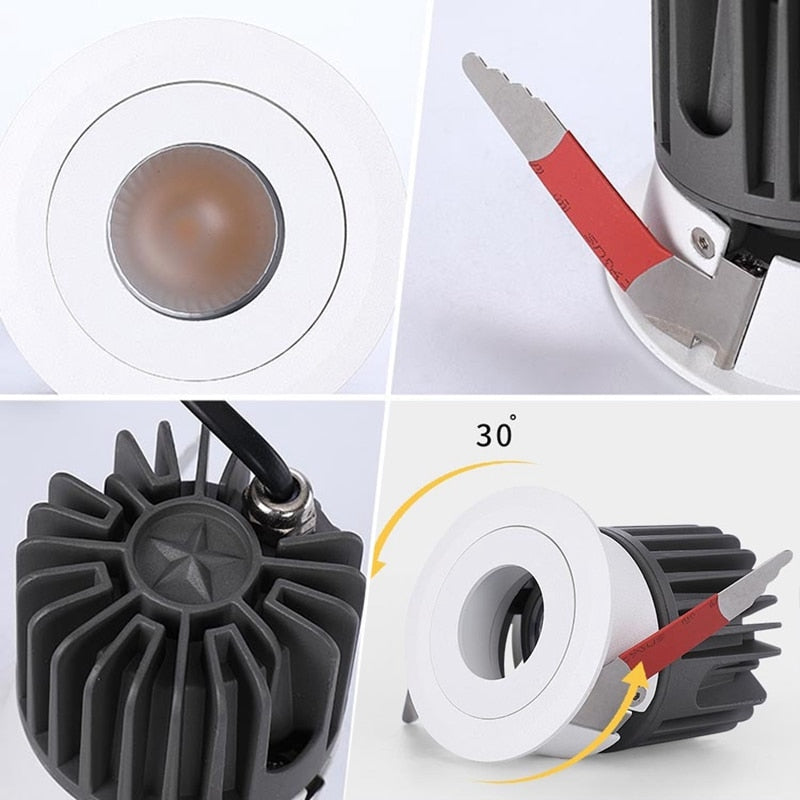 LED Recessed Downlight 7W 12W Dimming Ceiling Spotlight Modern Waterproof Light for Indoor Kitchen Living Room Shower Room