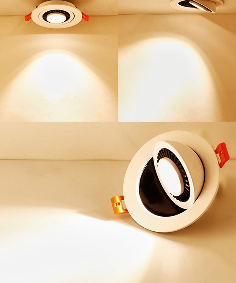AC85-265V DC12V 360° Rotatable Angle LED Recessed Downlight 5W 7W 10W Dimmable LED Ceiling Spot Light 3000K/4000K/6000K