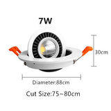 AC85-265V DC12V 360° Rotatable Angle LED Recessed Downlight 5W 7W 10W Dimmable LED Ceiling Spot Light 3000K/4000K/6000K