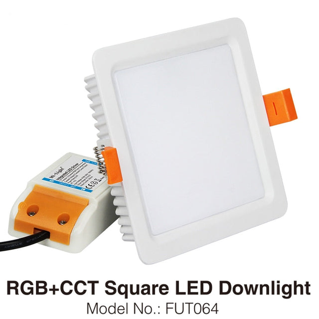  FUT064 9W RGB+CCT Square LED Downlight Recessed Light AC85-265V Wi-Fi Compatible 2.4G 4-Zone Wireless Remote