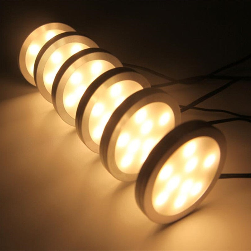 Under Cabinet LED Light Warm Cool White LED Downlight Spotlight Puck Lamps Dimmable 6pcs/set 6x2W for Kitchen Room