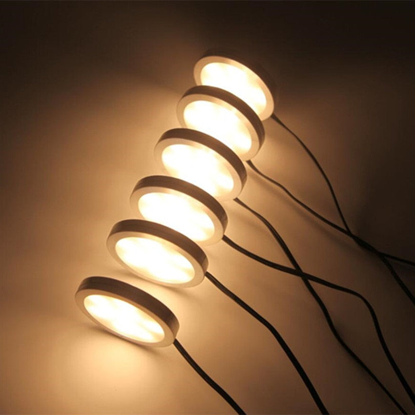 Under Cabinet LED Light Warm Cool White LED Downlight Spotlight Puck Lamps Dimmable 6pcs/set 6x2W for Kitchen Room