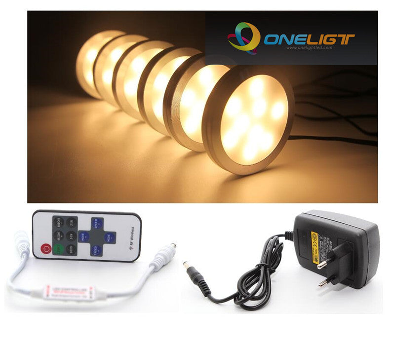 Under Cabinet LED Light Warm Cool White LED Downlight Spotlight Puck Lamps Dimmable 6pcs/set 6x2W for Kitchen Room