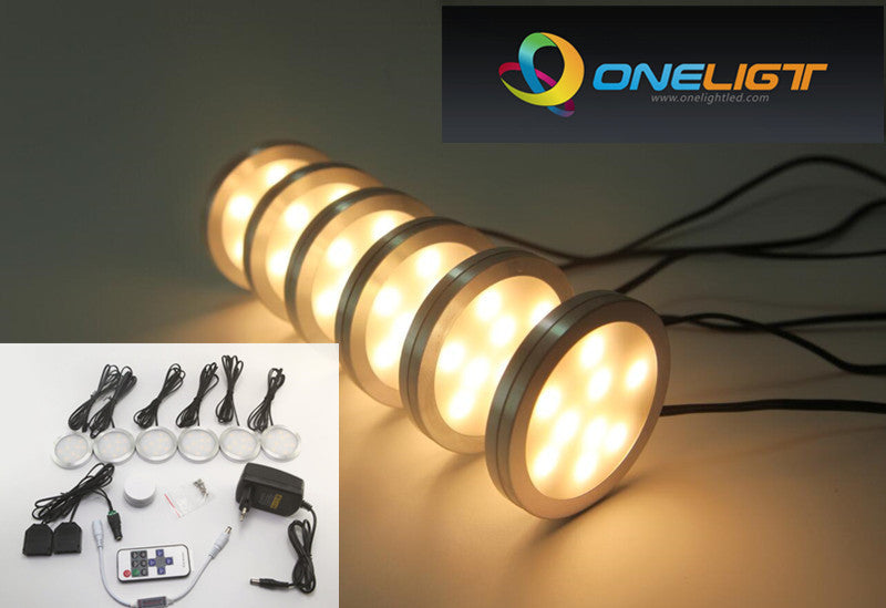Under Cabinet LED Light Warm Cool White LED Downlight Spotlight Puck Lamps Dimmable 6pcs/set 6x2W for Kitchen Room