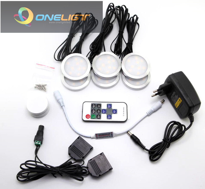 Under Cabinet LED Light Warm Cool White LED Downlight Spotlight Puck Lamps Dimmable 6pcs/set 6x2W for Kitchen Room