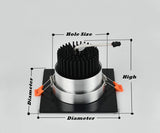 LED Recessed Square Downlights 5W 7W 12W 15W COB LED Ceiling Lamp AC85-265V Warm/Cold White LED Spot Lights Indoor Lighting