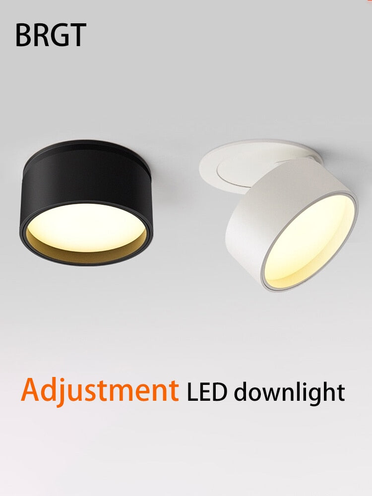 BRGT Led Downlight 3W5W7W12W Recessed Ceiling Lamp Foldable Spotlights Adjustable Focos 85-220V For Kitchen Home Indoor Lighting