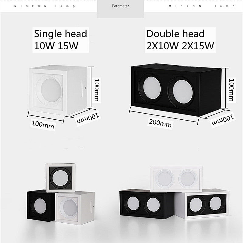 Square COB LED dimmable Downlights 10W 15W 20W 30W Surface Mounted LED Ceiling Lamps Spot Light LED Downlights AC85V-265V