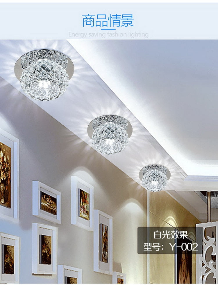 AC110V 220V Surface Mount Crystal 5W Led Downlights Ceiling Spot Light Lamps Porch light For Indoor Bedroom Home lighting DA