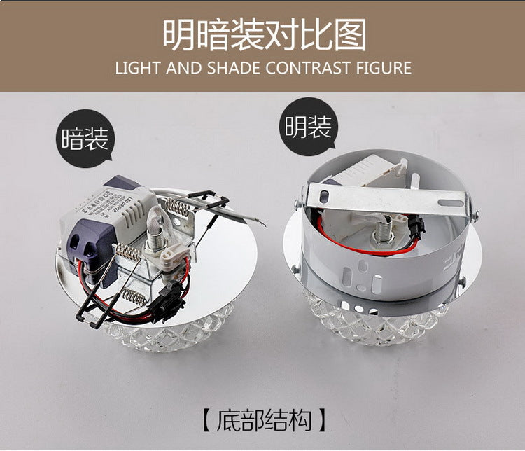 AC110V 220V Surface Mount Crystal 5W Led Downlights Ceiling Spot Light Lamps Porch light For Indoor Bedroom Home lighting DA