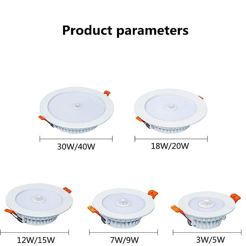 Sound Infrared control LED Downlight 220V White /Warm White 3W 5W 7W 9W 18W 30W 40W Recessed in LED Ceiling Downlight Light