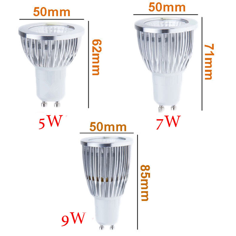 Dimmable LED Downlight 5W 7W 9W Spot LED bulbs GU10 base cob LED Spot Recessed down lights for living room 110v 220v fixture