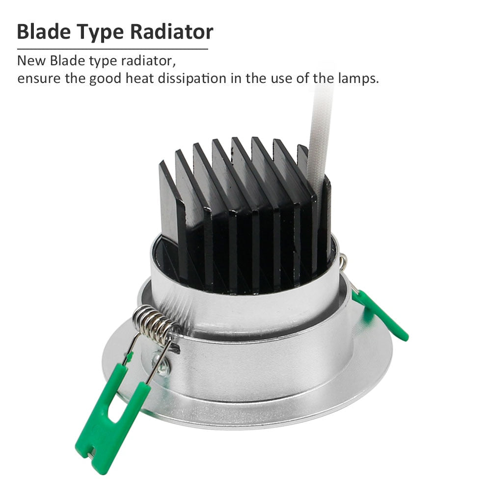 DBF Silver Housing Frosted Len LED Recessed Downlight Brighter Epistar COB LED Ceiling Spot Lamp 5W 7W 10W 12W with Transformer