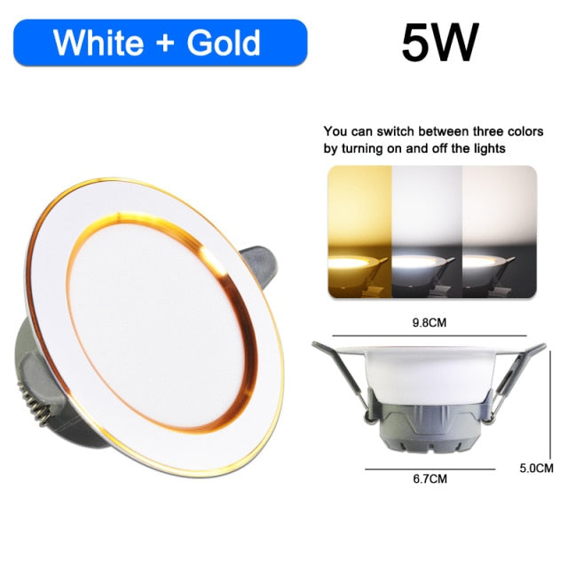 downlight led 3w 5w 3000k 4500K 6000K 5Pcs led Downlight AC 220V ceiling downlight Kitchen living room Indoor recessed downlight