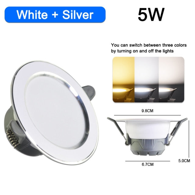 downlight led 3w 5w 3000k 4500K 6000K 5Pcs led Downlight AC 220V ceiling downlight Kitchen living room Indoor recessed downlight