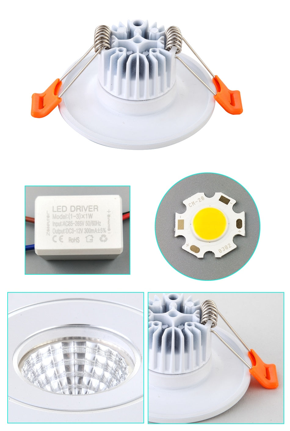 Dimmable LED Downlight 3W 5W Round COB Recessed Lamp 110V 220V 230V Led Bulb Bedroom Kitchen Indoor LED Spot Lighting