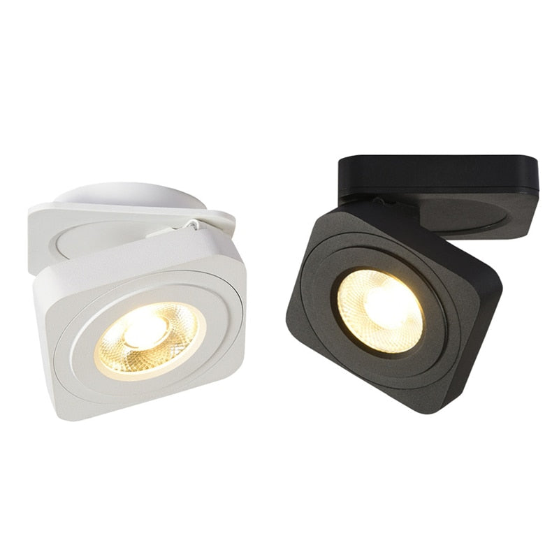 Foldable LED Surface Mounted Downlight 5W 7W 10W  Ultra-thin Square 360 Degree Rotatable 3000K/4000K/6000K Ceiling Spot Light