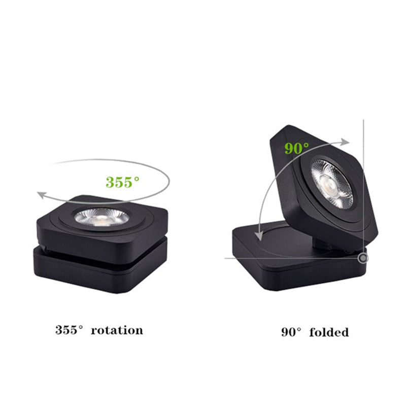 Foldable LED Surface Mounted Downlight 5W 7W 10W  Ultra-thin Square 360 Degree Rotatable 3000K/4000K/6000K Ceiling Spot Light