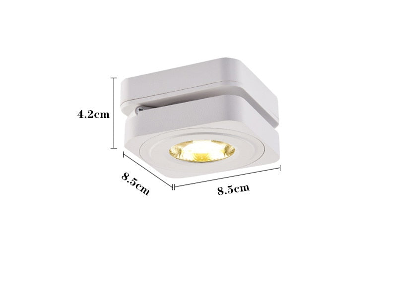 Foldable LED Surface Mounted Downlight 5W 7W 10W  Ultra-thin Square 360 Degree Rotatable 3000K/4000K/6000K Ceiling Spot Light