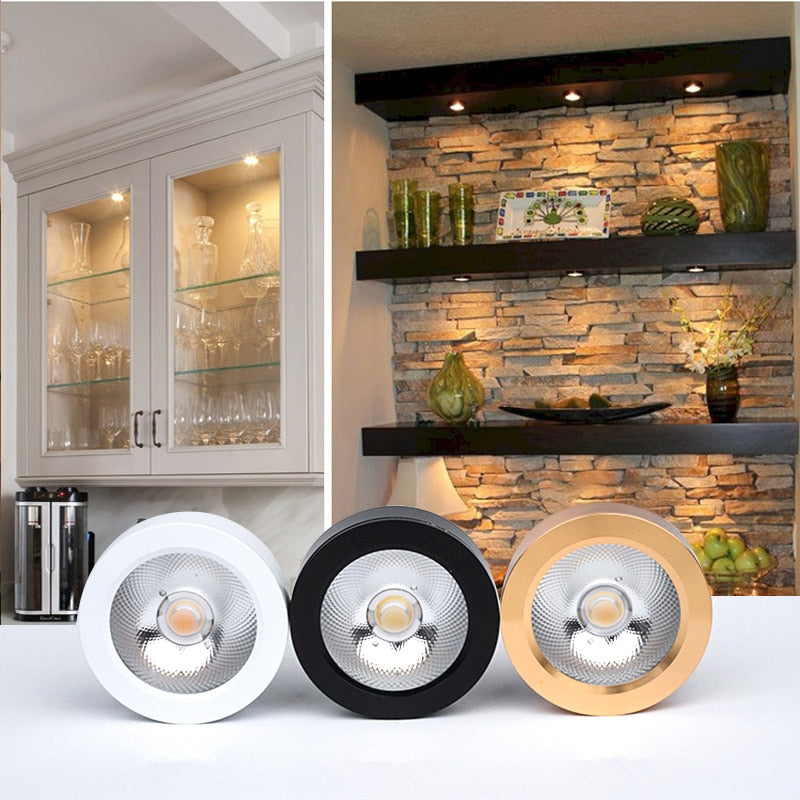 Ultra-Thin LED Downlights 5W 7W 12W COB LED Ceiling Spot lights AC85-265V Under Cabinet Lights Warm Cold White Indoor Lighting