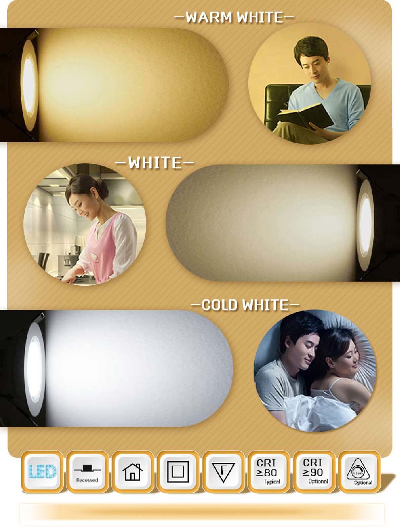 5W 7W 9W 12W Waterproof LED Downlight Dimmable Warm White Cold White 3 Color Recessed LED Lamp Spot Light AC85-265V