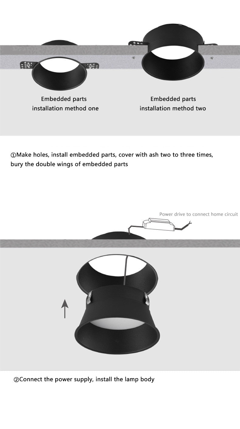 Recessed Led Downlight Round COB Dimmable Spotlight Ceiling Spot Light 220V Downlights Led Empotrable for Kitchen Living Room