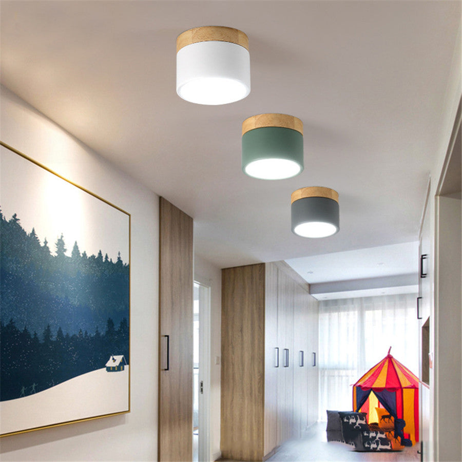 BEIAIDI Macaron LED Downlight Wooden LED Background Ceiling Lamp Living Room Bedroom Aisle Foyer Exhibition Ceiling Spotlight
