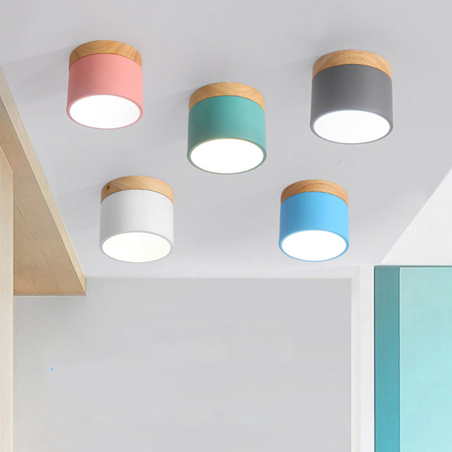 BEIAIDI Macaron LED Downlight Wooden LED Background Ceiling Lamp Living Room Bedroom Aisle Foyer Exhibition Ceiling Spotlight