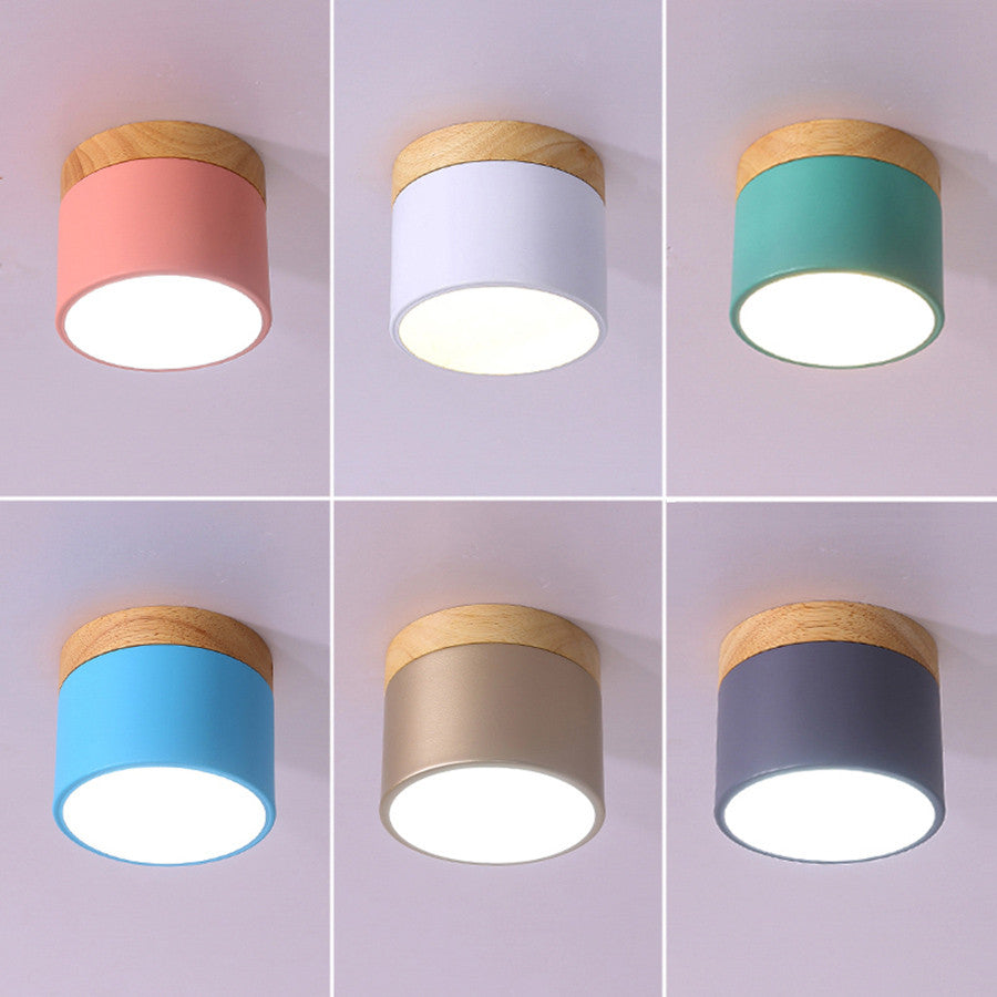 BEIAIDI Macaron LED Downlight Wooden LED Background Ceiling Lamp Living Room Bedroom Aisle Foyer Exhibition Ceiling Spotlight