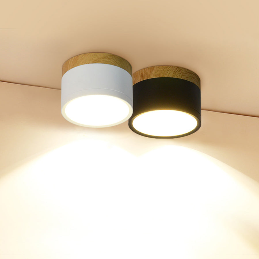 BEIAIDI Macaron LED Downlight Wooden LED Background Ceiling Lamp Living Room Bedroom Aisle Foyer Exhibition Ceiling Spotlight