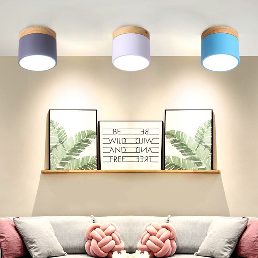 BEIAIDI Macaron LED Downlight Wooden LED Background Ceiling Lamp Living Room Bedroom Aisle Foyer Exhibition Ceiling Spotlight