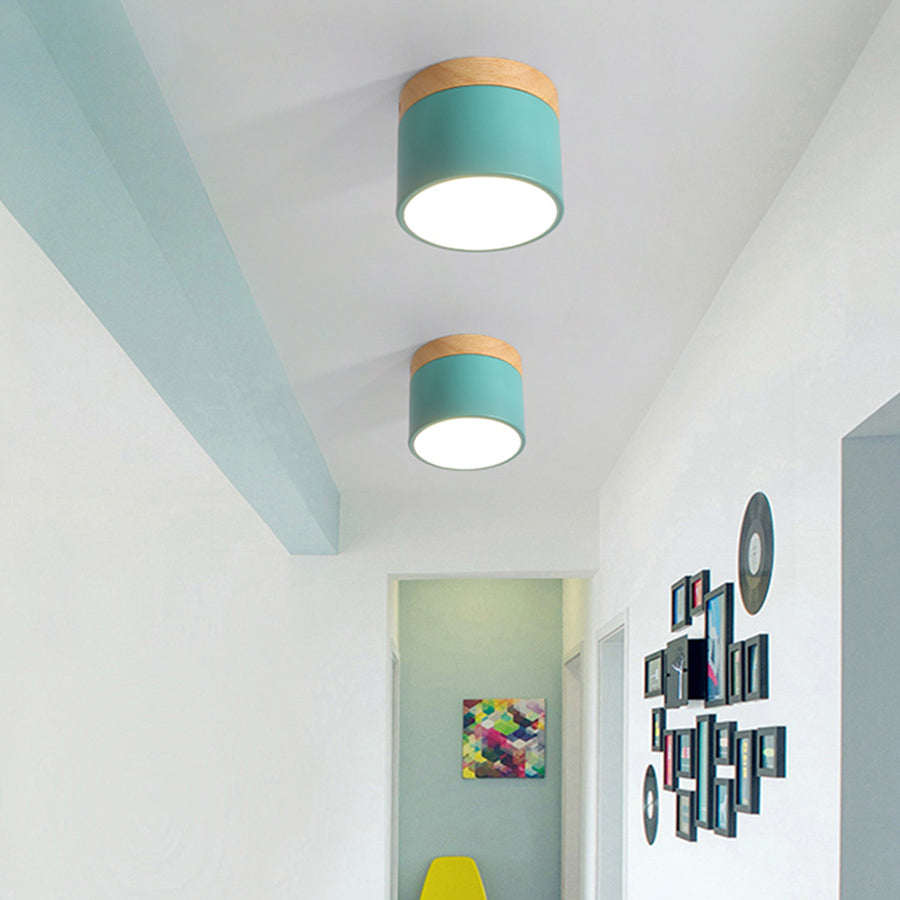 BEIAIDI Macaron LED Downlight Wooden LED Background Ceiling Lamp Living Room Bedroom Aisle Foyer Exhibition Ceiling Spotlight