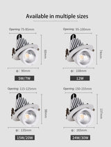 BRGT LED Spotlights Recessed 360° Rotation Adjustment Ceiling Lamp 7W 75mm Downlight Foco For Kitchen Bathroom Indoor Lighting