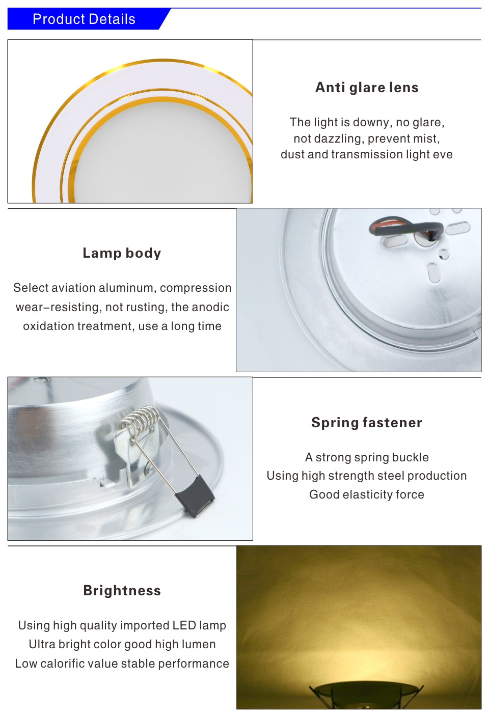 Led Downlights 220v Led Ceiling Light 5W 9W 12W Recessed Down light Round Led Panel Light 15W 18W LED Spot light Indoor Lighting